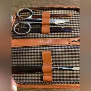 Vintage Leather Grooming Nail  Kit with Brown Accents Made In West Germany